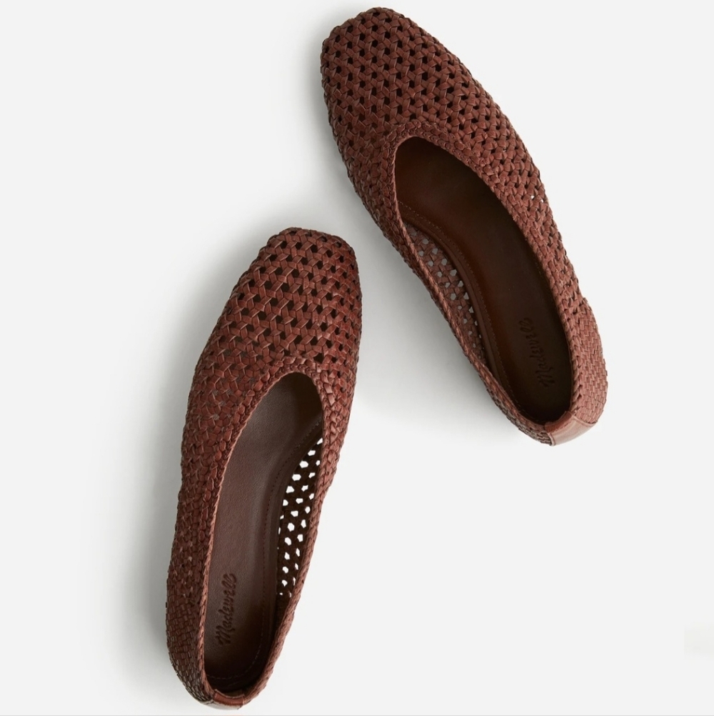 Madewell The Mylie Ballet Flat in Handwoven Leather